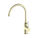 Nero York Kitchen Mixer Gooseneck Spout With White Porcelain Lever Aged Brass