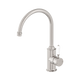Nero York Kitchen Mixer Gooseneck Spout With White Porcelain Lever Brushed Nickel
