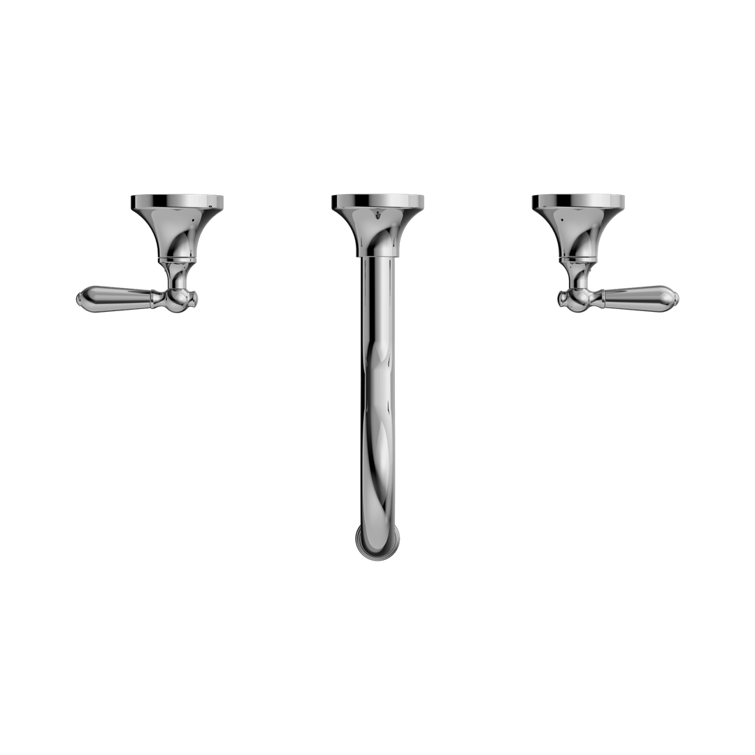 Nero York Wall Basin Set With Metal Lever Chrome