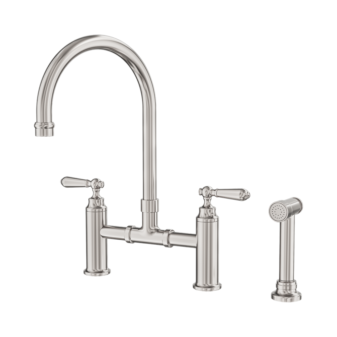 Nero York Bridge Kitchen Set With Hand Spray Brushed Nickel