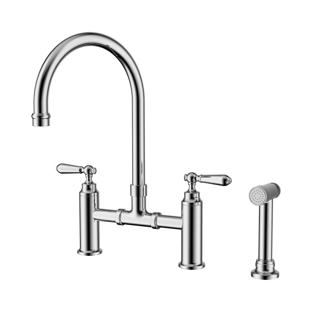Nero York Bridge Kitchen Set With Hand Spray Chrome