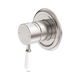 Nero York Shower Mixer With White Porcelain Lever Brushed Nickel