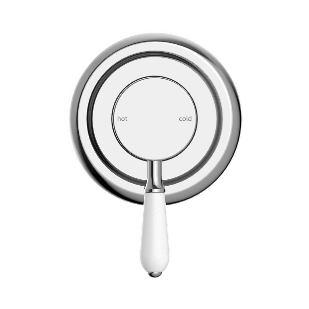 Nero York Shower Mixer With White Porcelain Lever Chrome