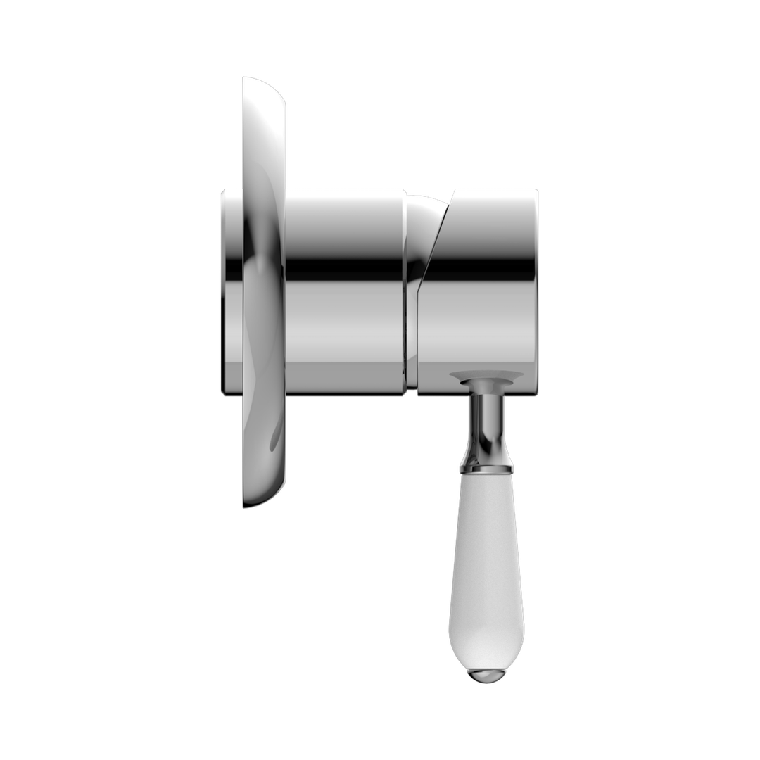 Nero York Shower Mixer With White Porcelain Lever Chrome