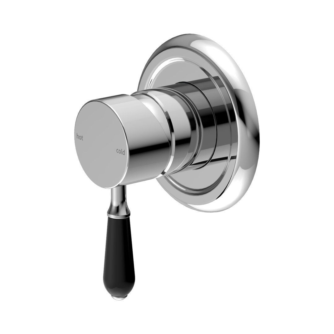 Nero York Shower Mixer With Black Porcelain Lever Chrome