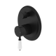 Nero York Shower Mixer With Diverter With White Porcelain Lever Matte Black