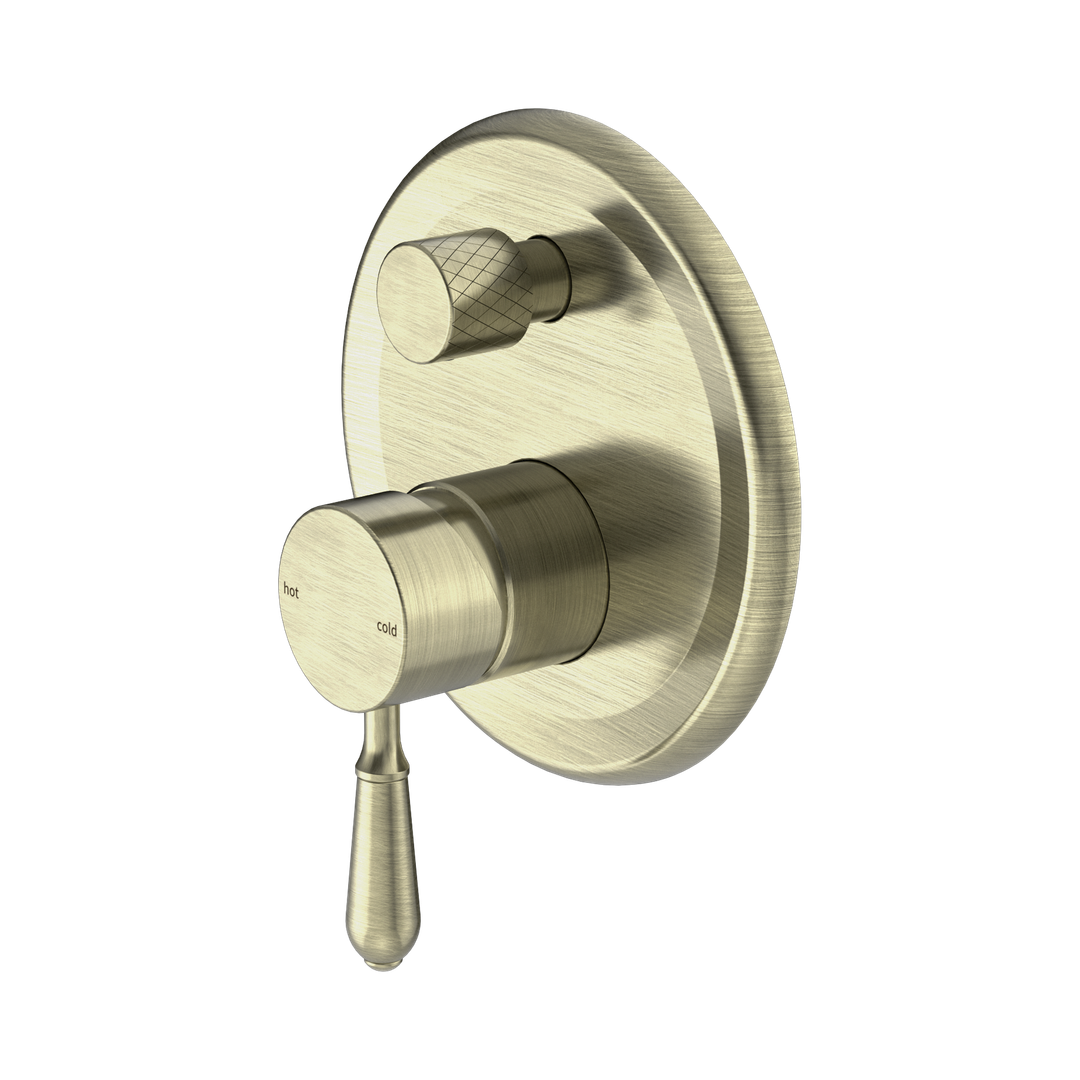 Nero York Shower Mixer With Diverter With Metal Lever Aged Brass