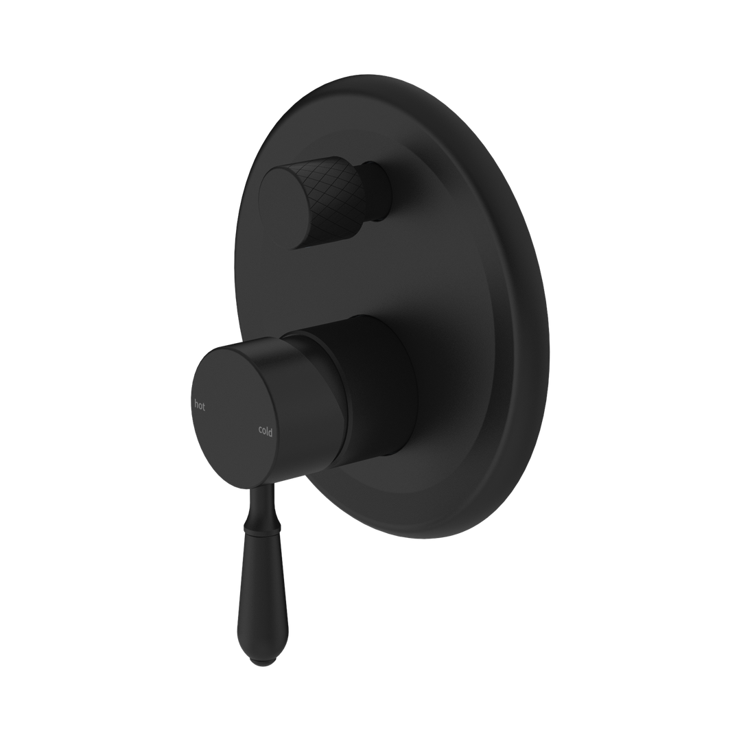 Nero York Shower Mixer With Diverter With Metal Lever Matte Black