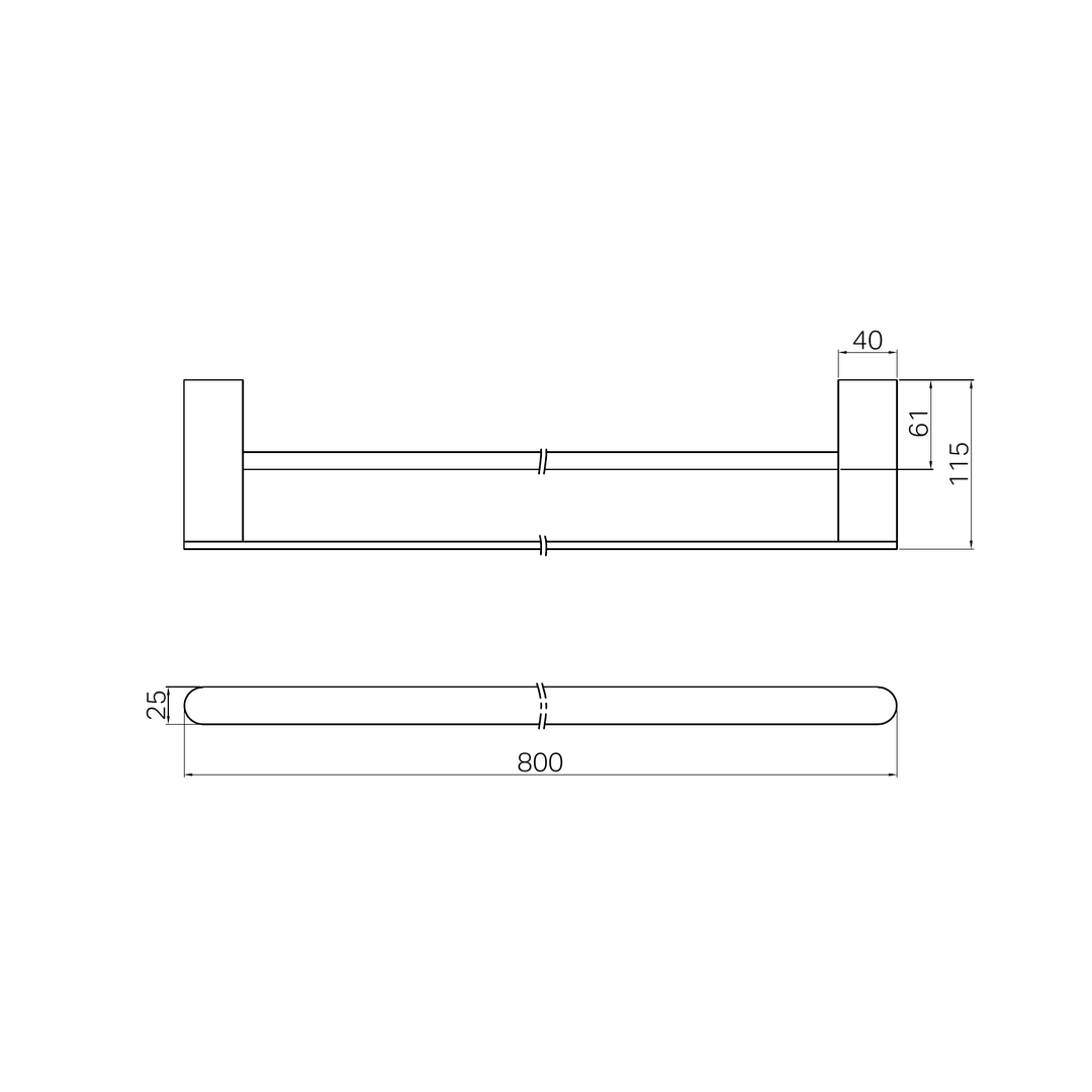 Nero Bianca Double Towel Rail 800Mm Brushed Bronze