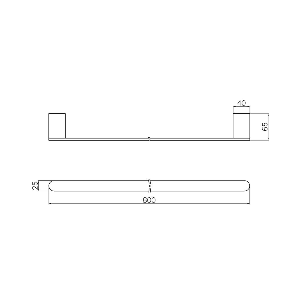 Nero Bianca Single Towel Rail 800mm Gun Metal Grey
