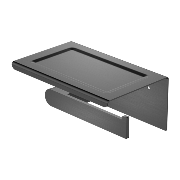 Nero Bianca Toilet Roll Holder With Phone Shelf Gun Metal