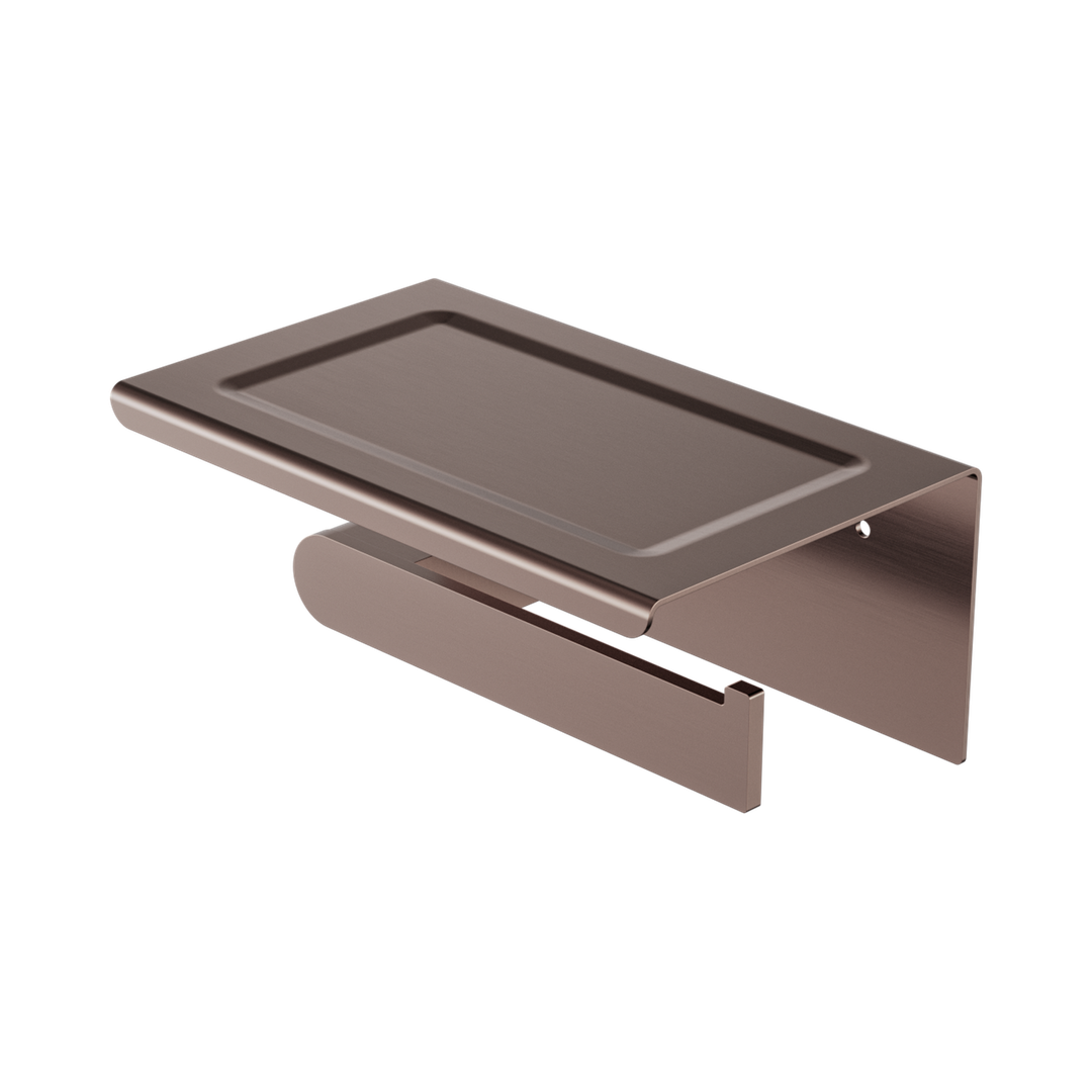 Nero Bianca Toilet Roll Holder With Phone Holder Brushed Bronze