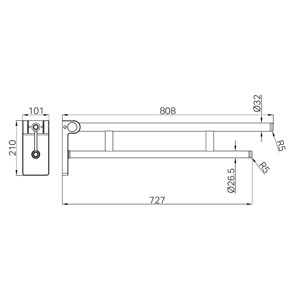 Nero Mecca Care Foldable Toilet Support Arm Gun Metal