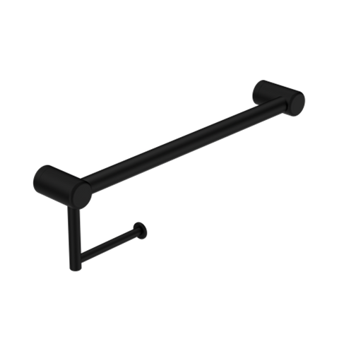 Nero Mecca Care 32mm Grab Rail With Toilet Roll Holder 450mm - Matt Black