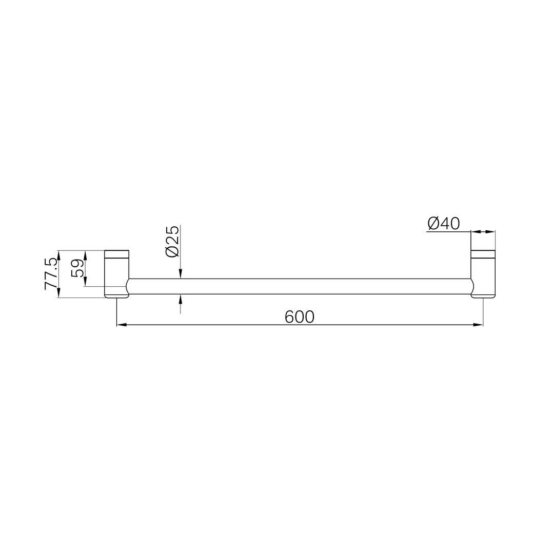 Nero Mecca Care 25mm Grab Rail 600mm Matte Black