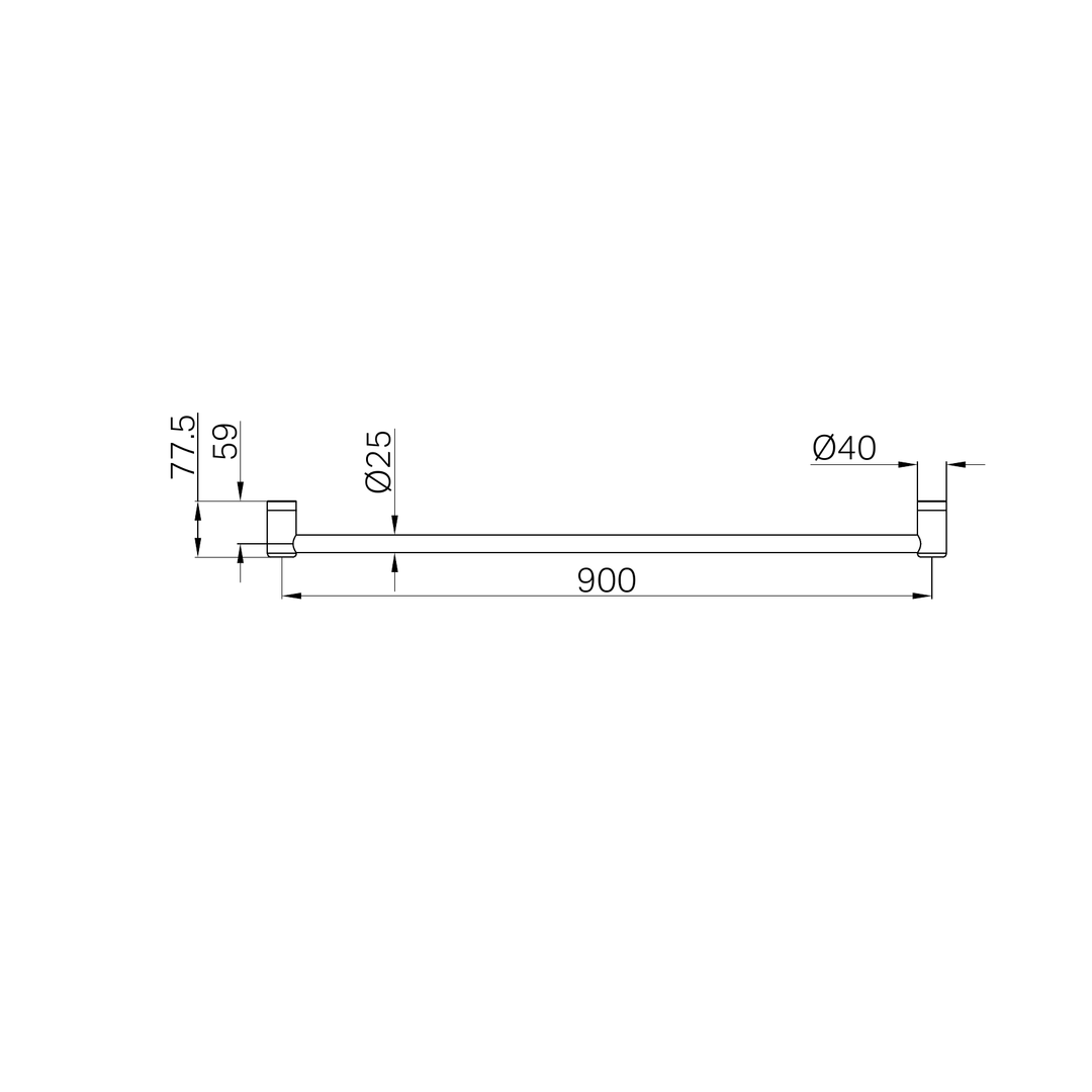 Nero Mecca Care 25mm Grab Rail 900mm Chrome
