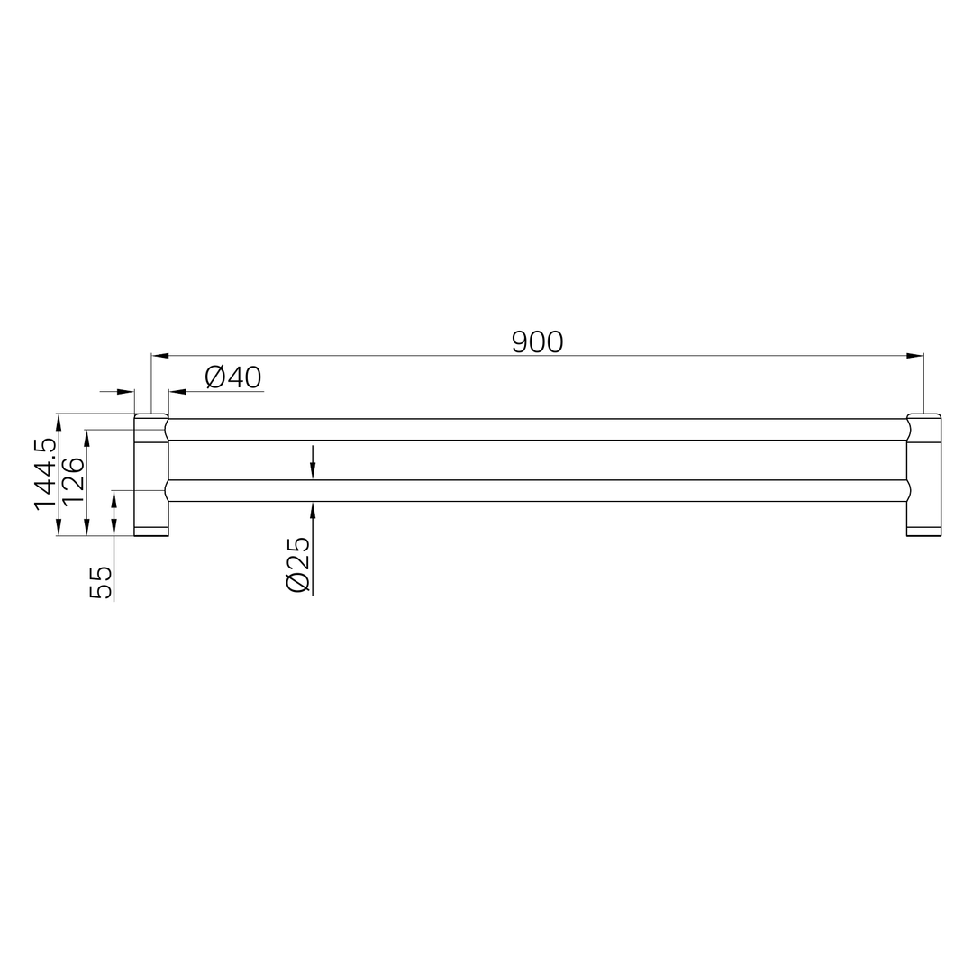 Nero Mecca Care 25Mm Double Towel Grab Rail 900Mm Chrome