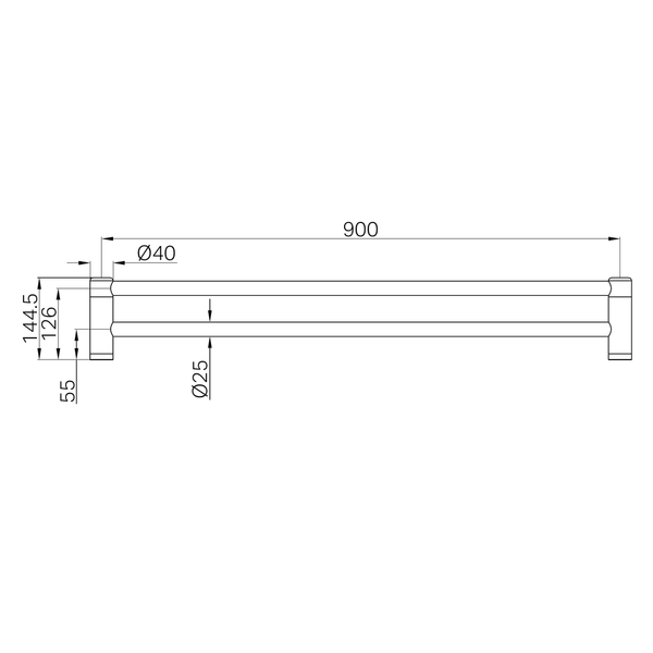 Nero Mecca Care 25Mm Double Towel Grab Rail 900Mm Brushed Bronze