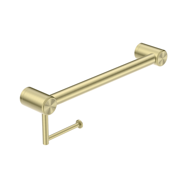 Nero Mecca Care 32Mm Grab Rail With Toilet Roll Holder 450Mm Brushed Gold