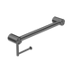 Nero Mecca Care 32Mm Grab Rail With Toilet Roll Holder 450Mm Gun Metal