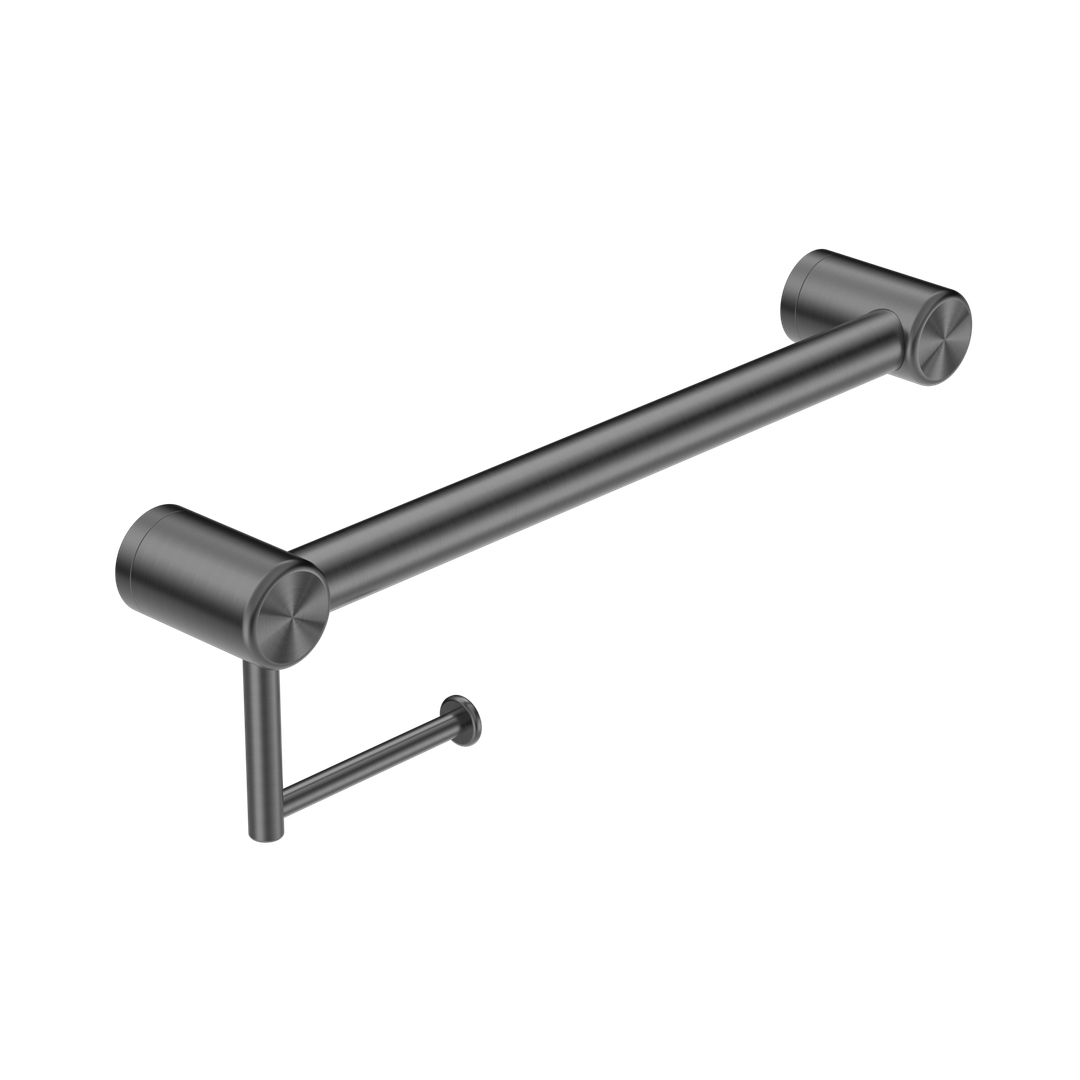 Nero Mecca Care 32mm Grab Rail With Toilet Roll Holder 450mm - Gunmetal