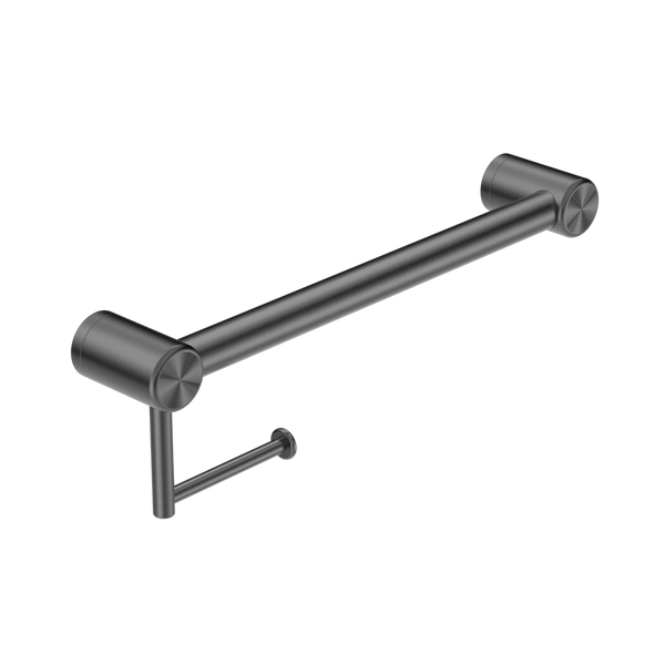 Nero Mecca Care 32Mm Grab Rail With Toilet Roll Holder 450Mm Gun Metal