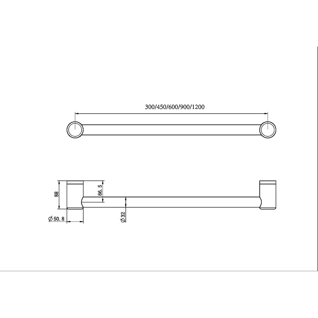 Nero Mecca Care 32mm Grab Rail 600mm - Matt Black