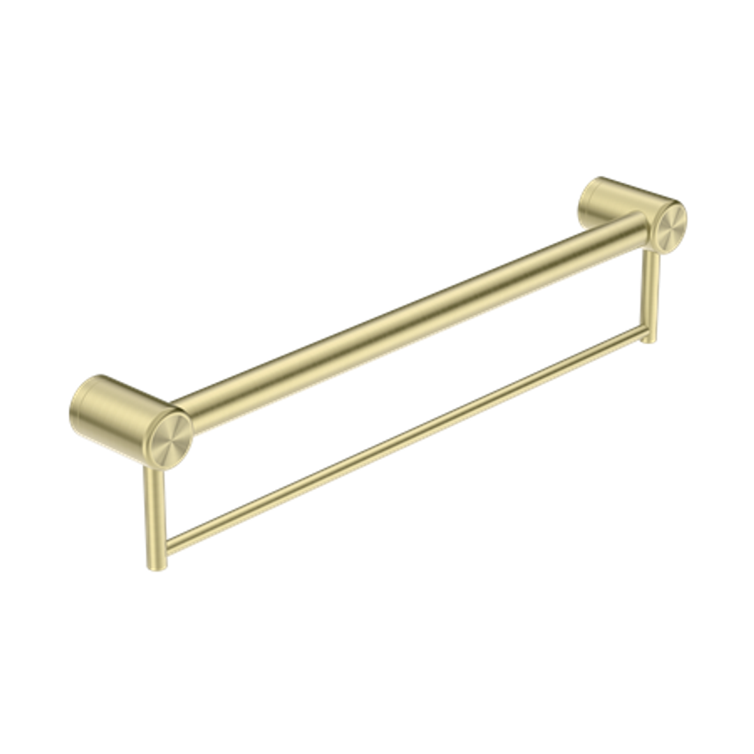 Nero Mecca Care 32mm Grab Rail With Towel Holder 600mm - Brushed Gold