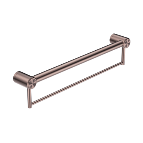 Nero Mecca Care 32mm Grab Rail With Towel Holder 600mm - Brushed Bronze