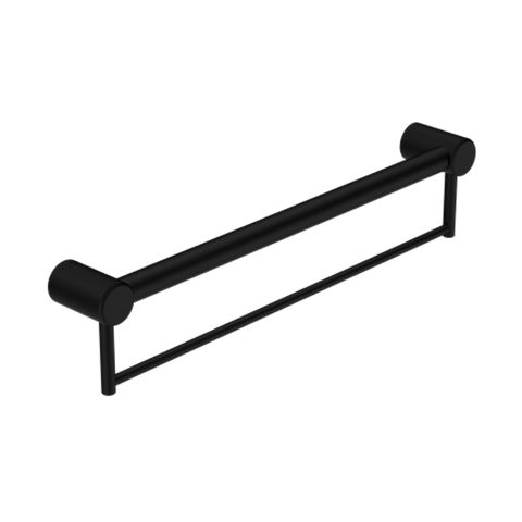 Nero Mecca Care 32mm Grab Rail With Towel Holder 600mm - Matt Black