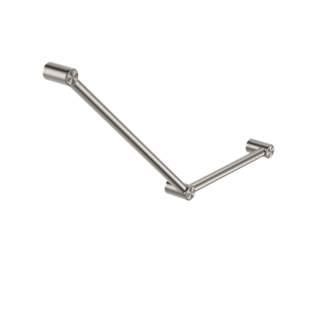 Nero Mecca Care 32mm Ambulant Toilet Grab Rail 45 Degree 750X450mm - Brushed Nickel