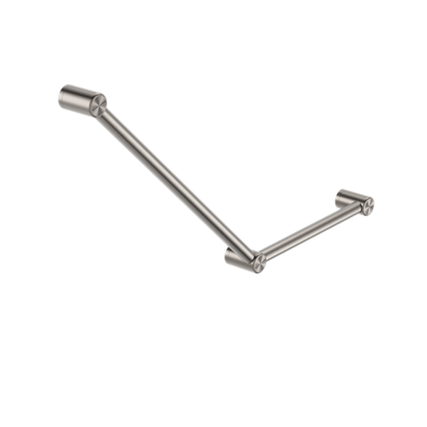 Nero Mecca Care 32mm Ambulant Toilet Grab Rail 45 Degree 750X450mm - Brushed Nickel