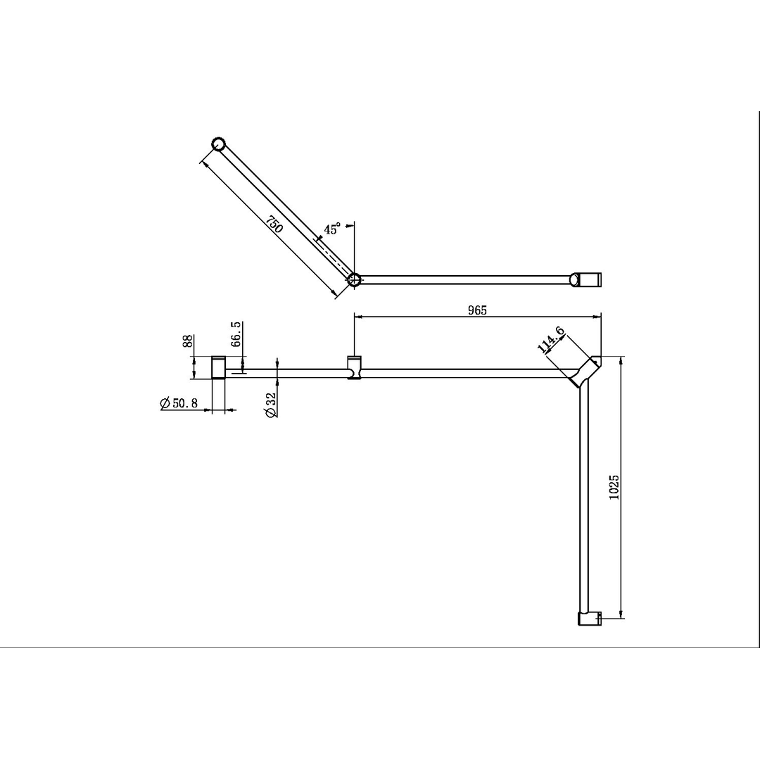 Nero Mecca Care 32mm Dda Toilet Grab Rail Set 45 Degree 750X965X1025mm - Gunmetal