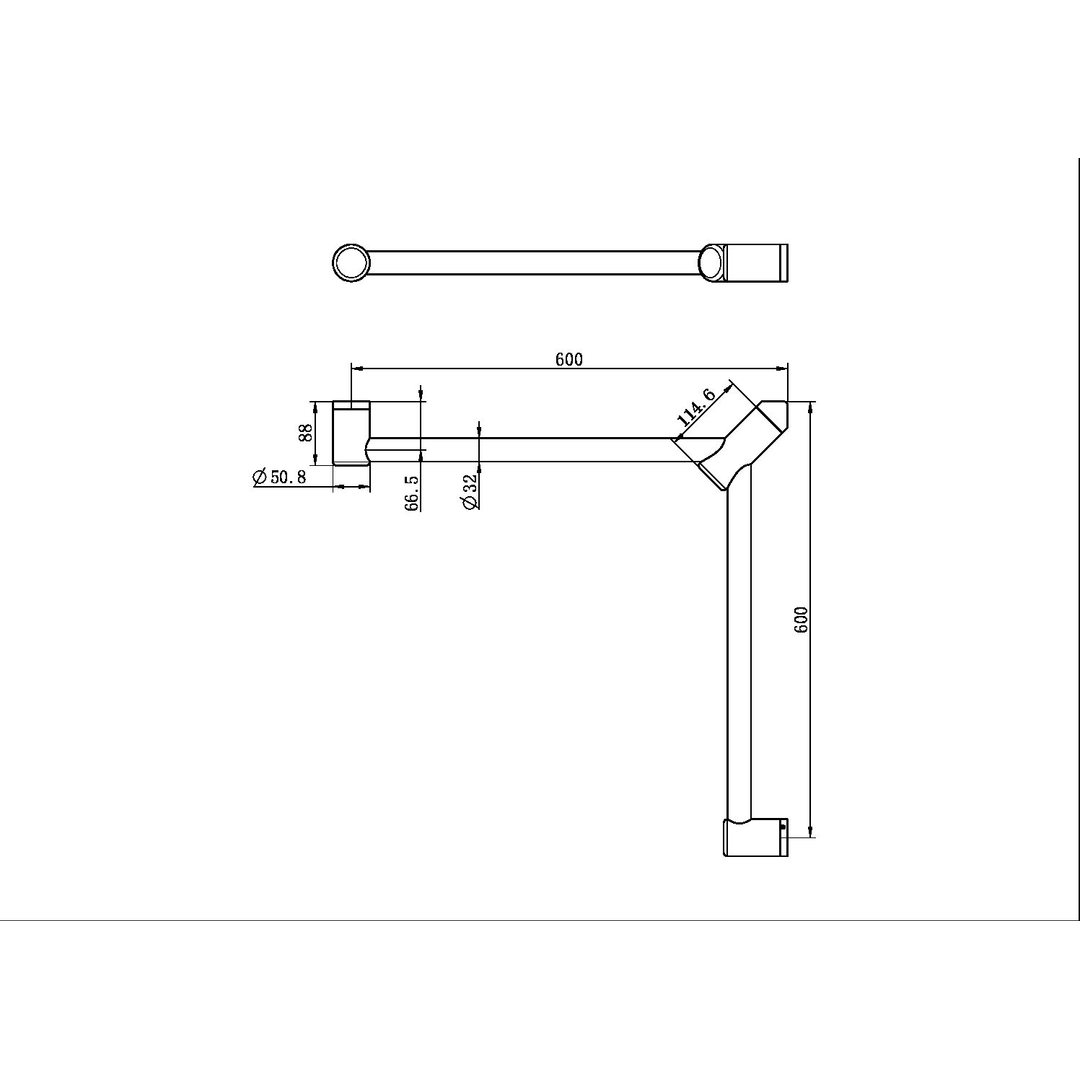 Nero Mecca Care 32mm Wrap Around Corner Grab Rail 600X600mm - Brushed Bronze