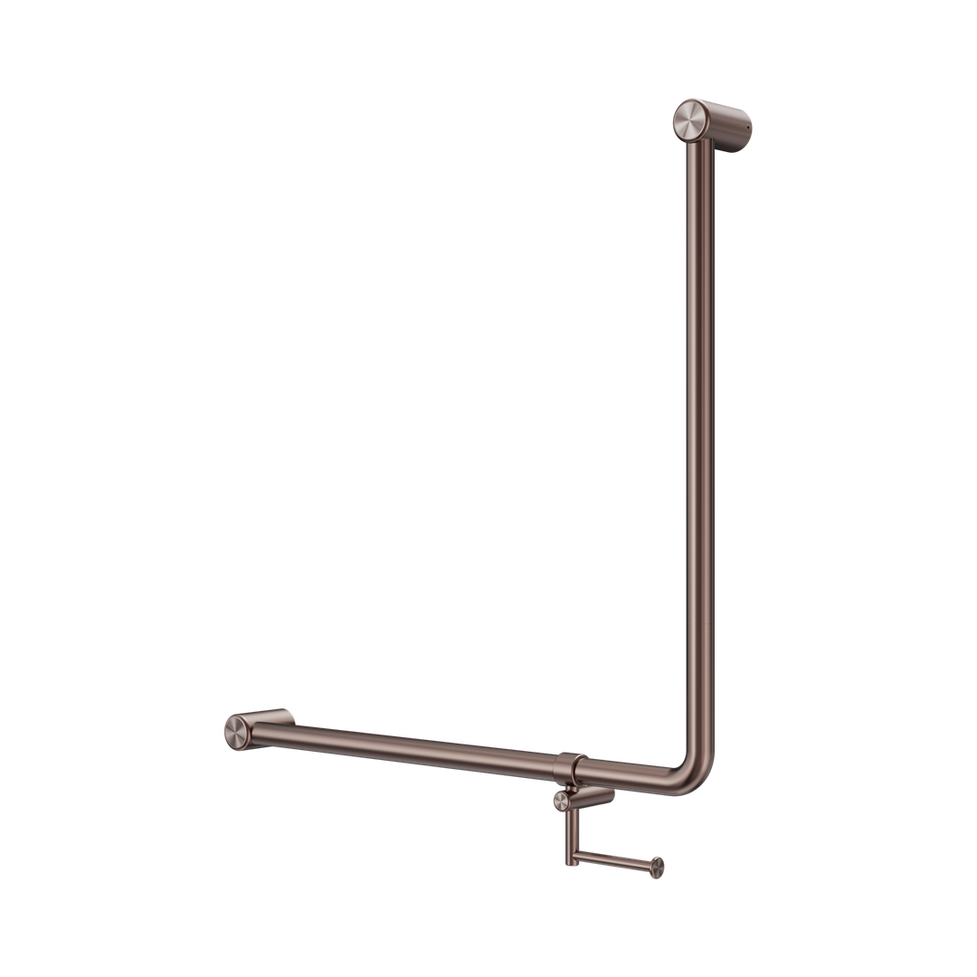 Nero Mecca Care 32Mm 90 Deg. Nz4121 Grab Rail 750X750Mm C/W Roll Holder Brushed Bronze