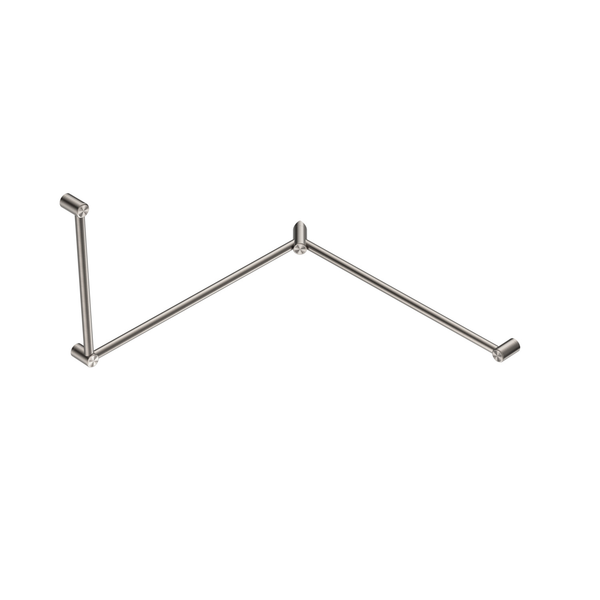 Nero Mecca Care 32Mm Dda Toilet Grab Rail Set 90 Degree 600X1065X1025Mm Brushed Nickel