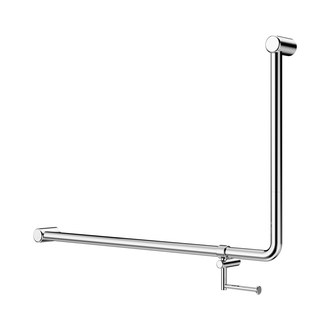 Nero Mecca Care 32Mm Dda 90 Deg. Grab Rail 600X1000Mm C/W Toilet Roll Holder Chrome