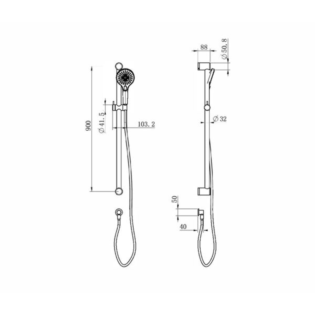 Nero Mecca Care 32Mm Grab Rail And Adjustable Shower Rail Set 900Mm Matte Black