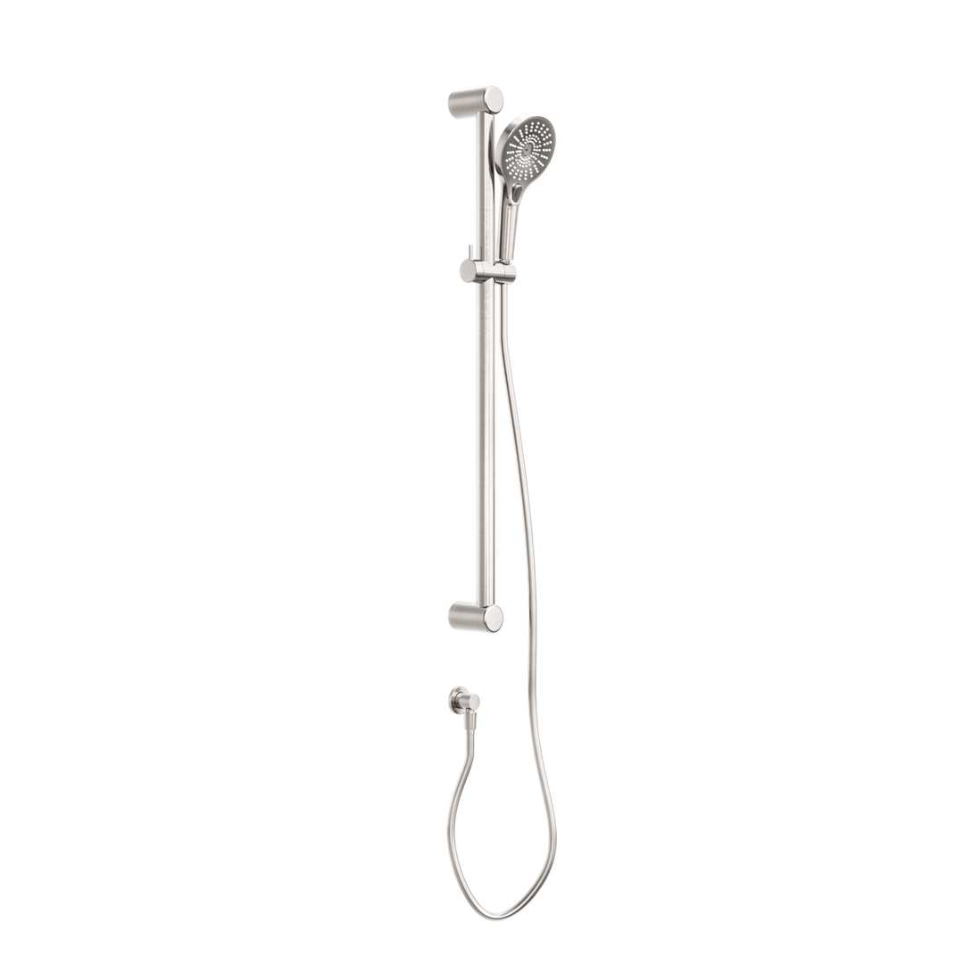 Nero Mecca Care 32Mm Grab Rail And Adjustable Shower Rail Set 900Mm Brushed Nickel