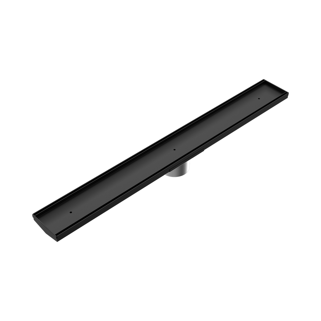 Nero Tile Insert V Channel 900X106Mm Floor Grate 90Mm Outlet Matte Black