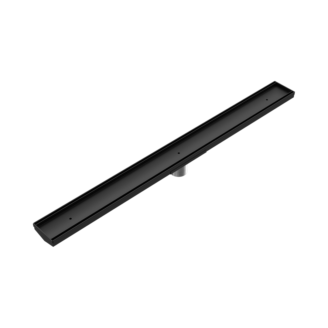 Nero Tile Insert V Channel 900X82Mm Floor Grate 50Mm Outlet Matte Black