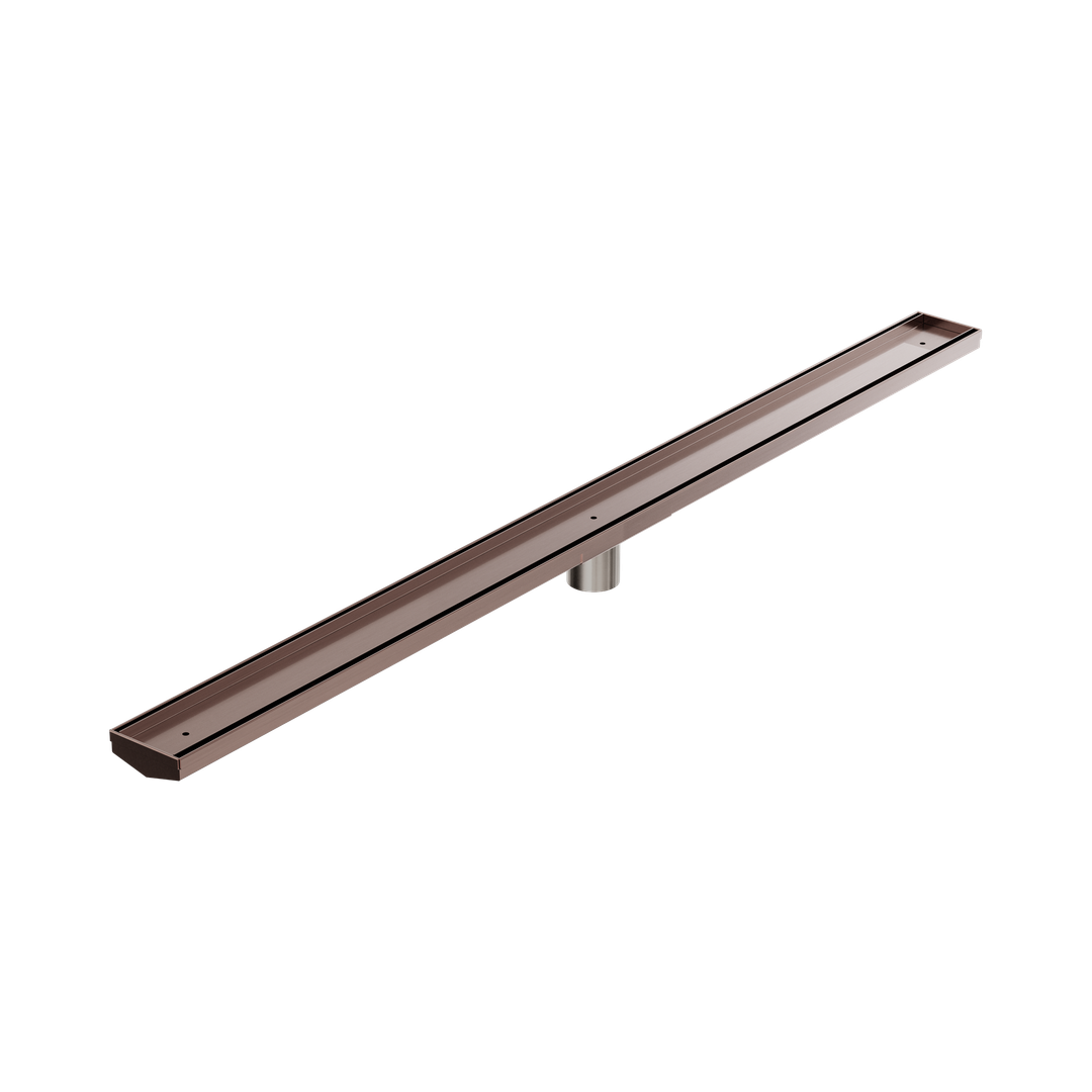 Nero Tile Insert V Channel 1200X82Mm Floor Grate 50Mm Outlet Brushed B