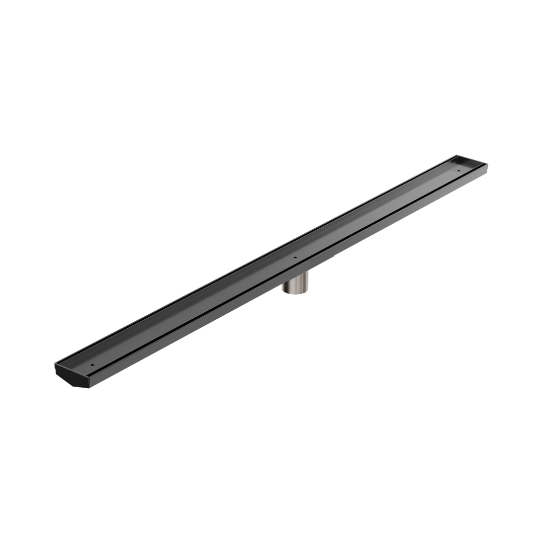 Nero Tile Insert V Channel 1200X82Mm Floor Grate 50Mm Outlet Gun Metal