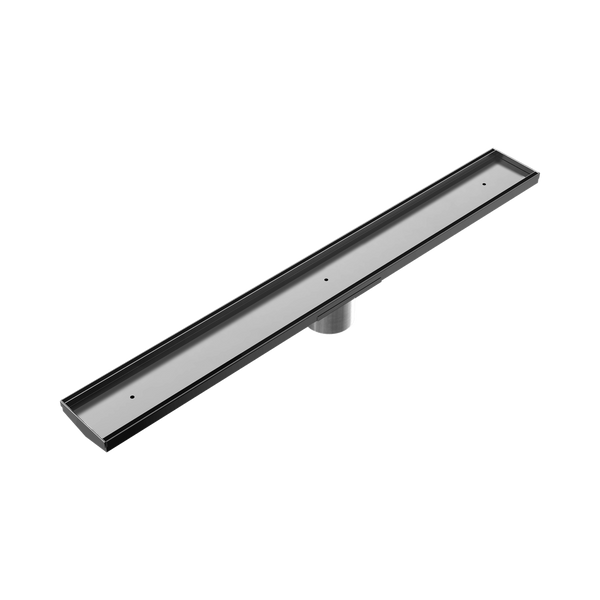Nero Tile Insert V Channel 800X106Mm Floor Grate 80Mm Outlet Gun Metal