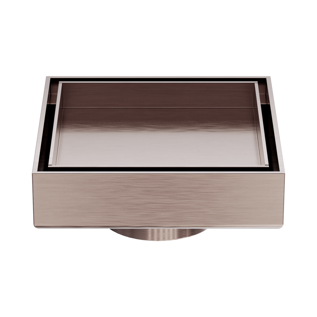 Nero 100Mm Square Tile Insert Floor Waste 50Mm Outlet Brushed Bronze