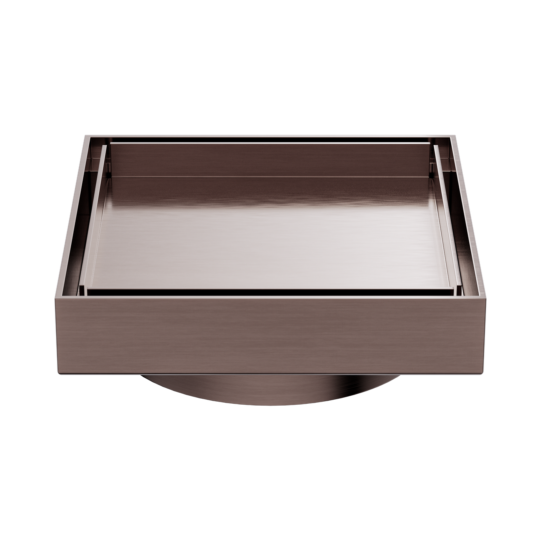 Nero 130Mm Square Tile Insert Floor Waste 100Mm Outlet Brushed Bronze
