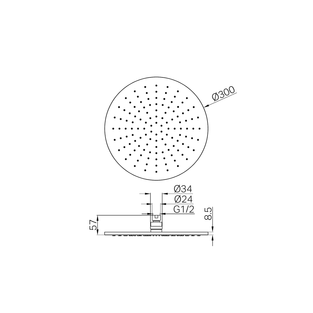 Nero 300Mm Round Shower Head Graphite