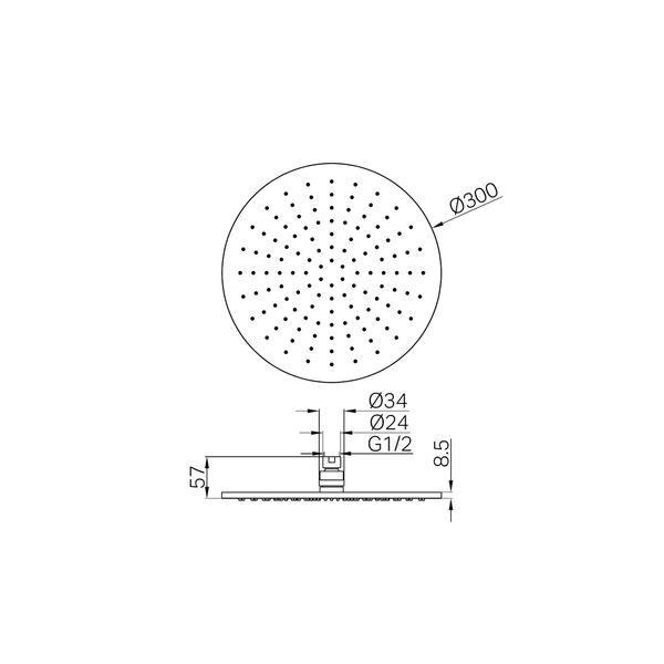 Nero 300Mm Round Shower Head Graphite