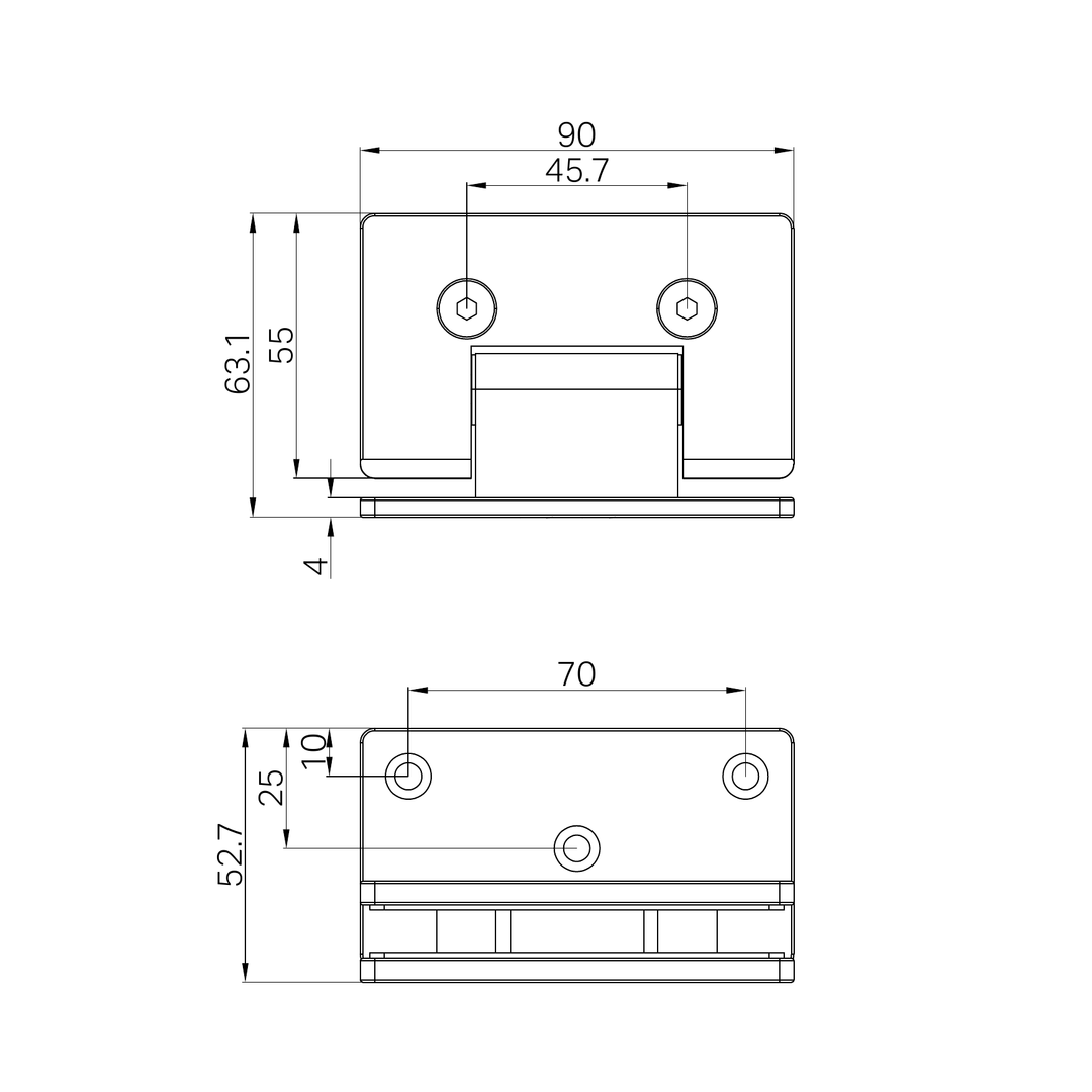Nero 90 Degree Glass To Wall Shower Hinge 10Mm Glass Gun Metal