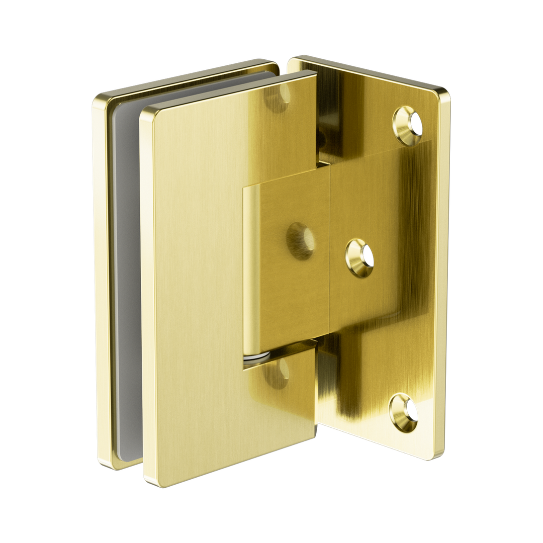 Nero 90 Degree Glass To Wall Shower Hinge 10Mm Glass Brushed Gold